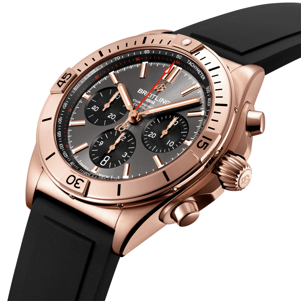 Chronomat B01 18k Red Gold 42mm - Anthracite on Rubber Strap