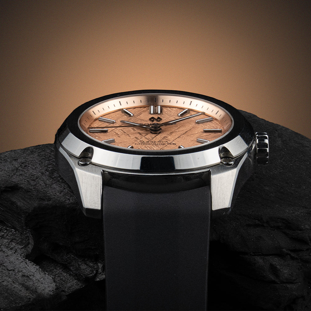 Essence Automatic Chronometer 39mm - “Space Gold" on Black Rubber Strap