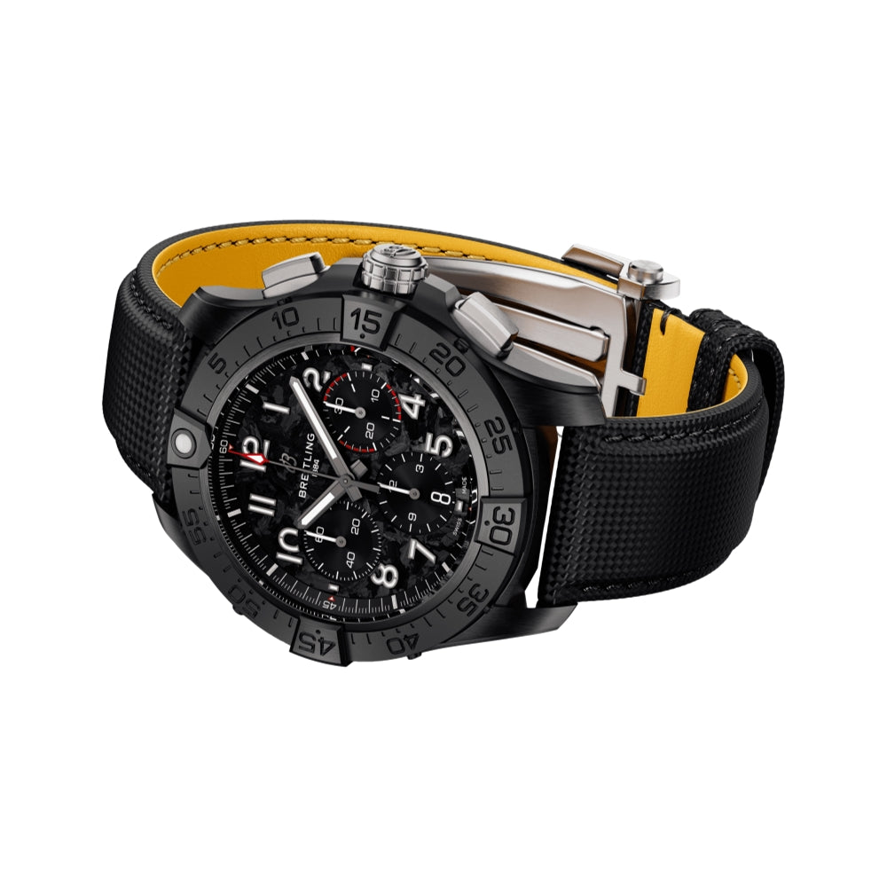 Avenger B01 Chronograph 44mm - Night Mission Black on Leather Strap