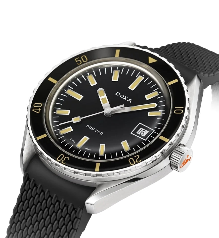SUB 200 Sharkhunter Sapphire Inlay Bezel 42mm - Black on Rubber Strap