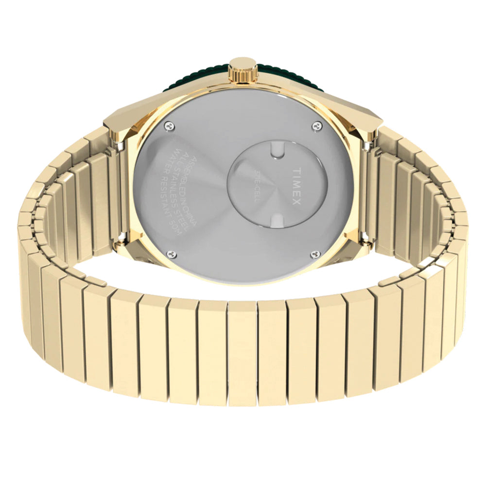 Q Timex® Gold-Tone 36mm - Brown on Stainless Steel Expansion Band