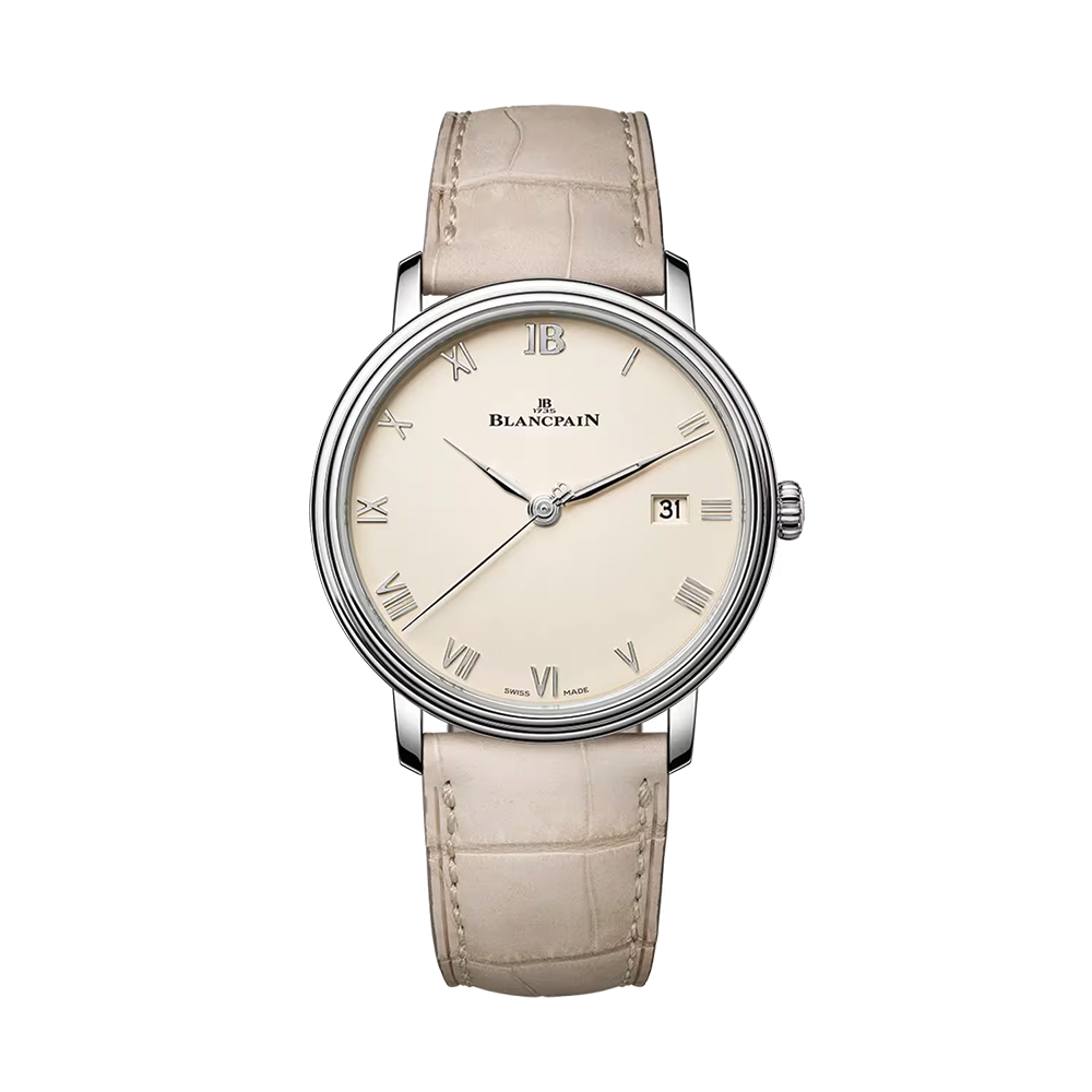Villeret Ultraplate 38mm - Gold-Toned Opaline on Leather Strap
