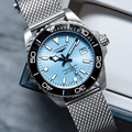 HydroConquest 39mm - Blue, Black Bezel on Mesh Bracelet