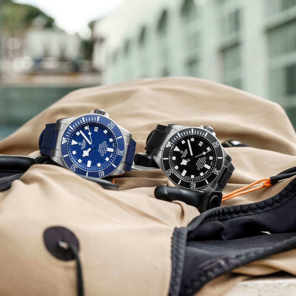 Pelagos Titanium 42mm - Blue, Ceramic Bezel on Bracelet w/ Extra Rubber Strap