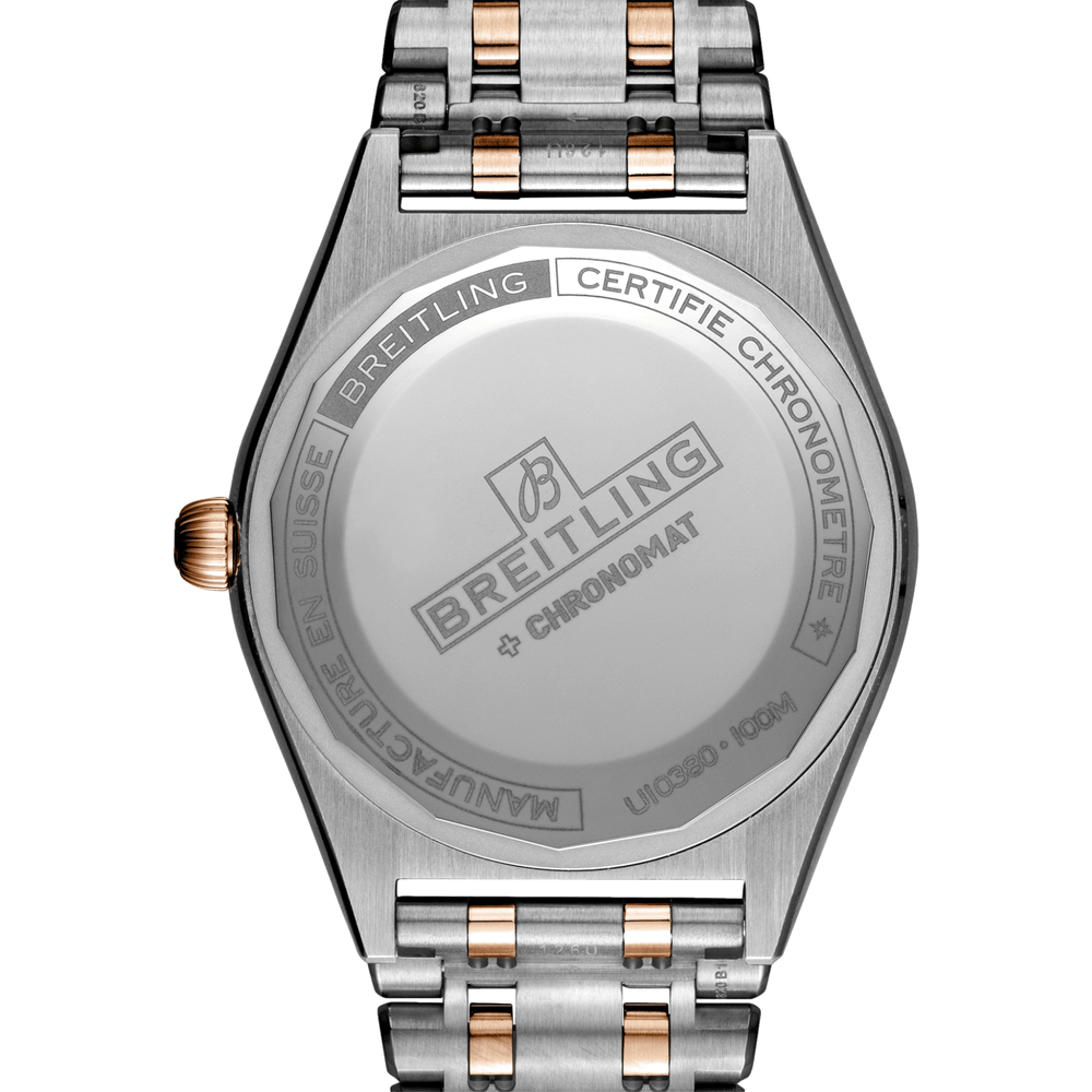 Chronomat Automatic Steel and 18K Red Gold 36mm - White, Mother-of-Pearl w/ Diamonds on Bracelet