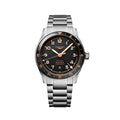 Spirit Zulu Time 42mm watch with brushed stainless steel bracelet and black dial with rose gold accents