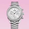 Speedmaster Chronograph 38mm - White, Mother-of-Pearl, Diamond-Set Bezel on Bracelet