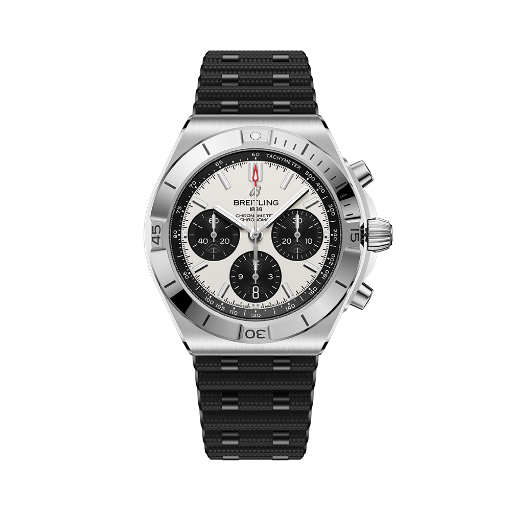 Chronomat B01 Automatic Panda Dial 42mm - White on Rubber Strap