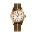 OLD SMITH Bronze No-Date 35mm - Ivory on Khaki x Beige Fabric Strap