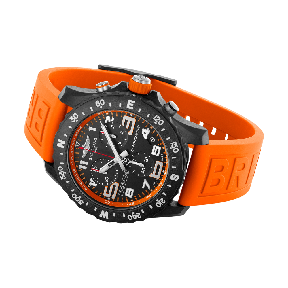 Endurance Pro Breitlight® 44mm - Black on Orange Rubber Strap
