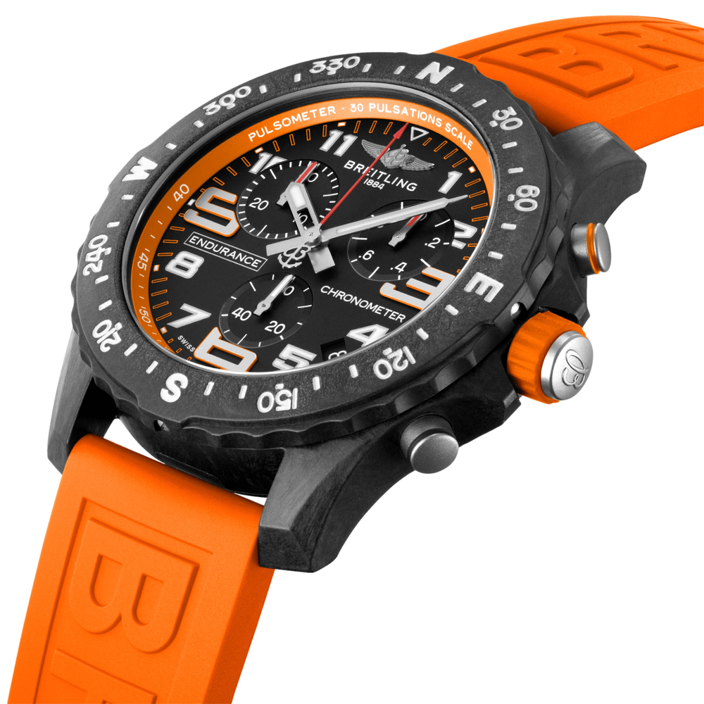 Endurance Pro Breitlight® 44mm - Black on Orange Rubber Strap