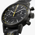 American Classic Intra-Matic Auto Chrono PVD 40mm - Black on Leather Strap with Yellow Detailing