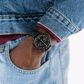 American Classic Intra-Matic Auto Chrono PVD 40mm - Black on Leather Strap with Yellow Detailing