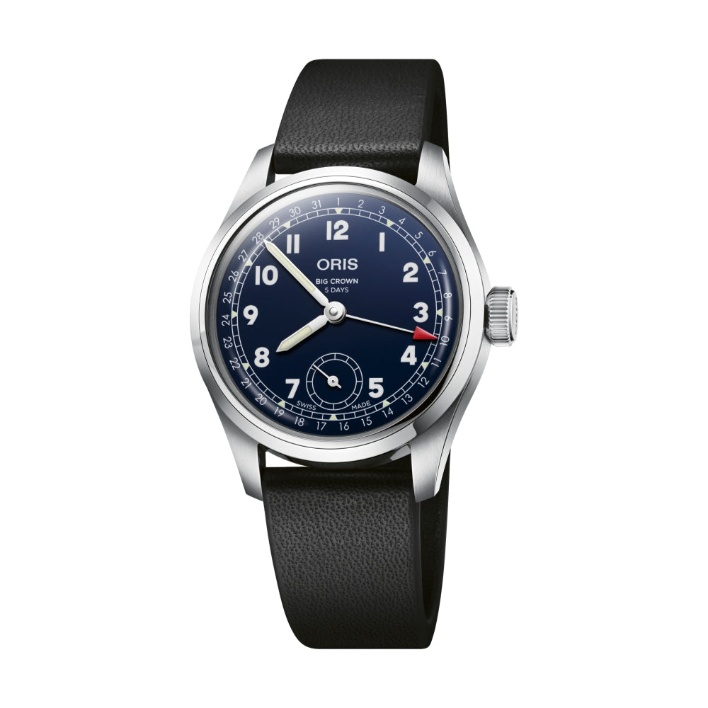 Big Crown Pointer Date Calibre 403 38mm - Blue on Leather Strap