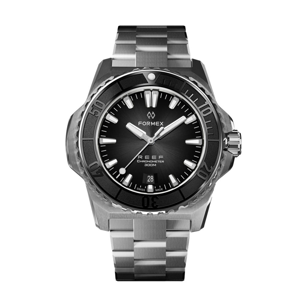REEF Automatic Chronometer COSC 300M Black Bezel 42mm - Black on Bracelet
