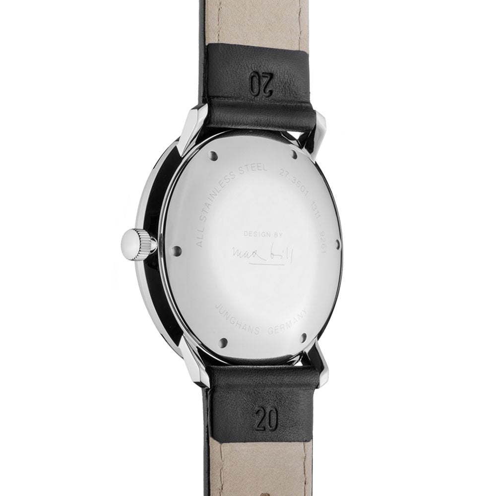 Max Bill Automatic Sapphire Crystal 38mm - White on Leather Strap