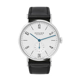 Tangente Date 38mm - White Silver-Plated on Leather Strap