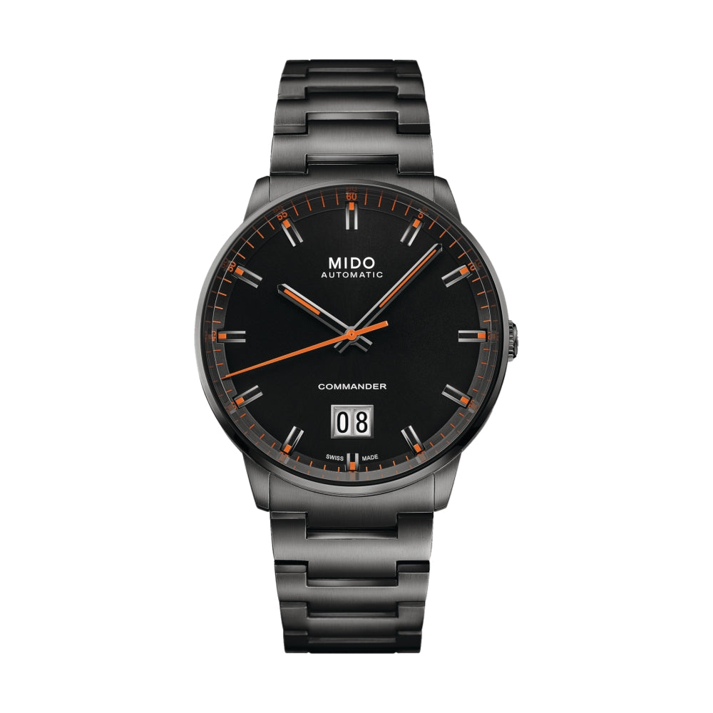Commander Big Date Anthracite PVD 42mm - Black w/ Orange Accents on Bracelet