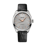 Belluna Royal Gent 41.8mm - Rhodium and Rose Gold Accents on Leather Strap