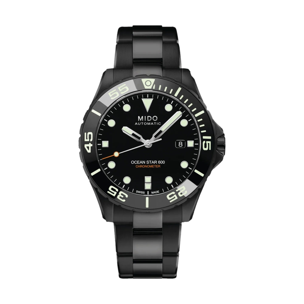 Ocean Star 600 Chronometer DLC - Black on Bracelet w/ Additional Rubber Strap