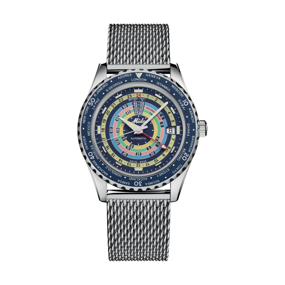 Ocean Star Decompression Worldtimer 40.5mm - Blue on Rubber Strap w/ Additional Bracelet