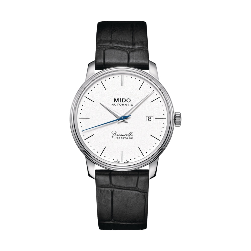 Baroncelli Heritage Gent 39mm - White on Leather Strap