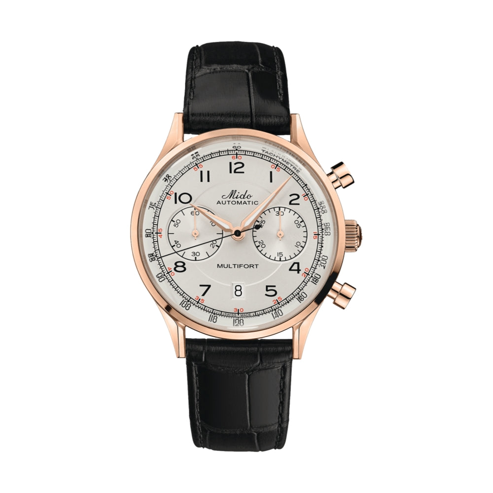 Multifort Patrimony Chronograph Rose Gold PVD 42mm - Ivory on Leather Strap