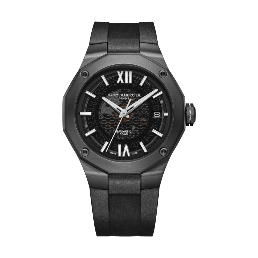 Riviera 10617 Baumatic COSC Certified 42mm - Black on Rubber Strap