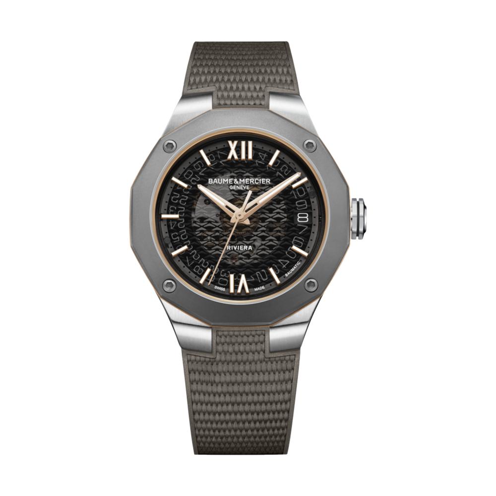 Riviera 10720 Titanium Automatic Date 39mm - Grey on Rubber Strap