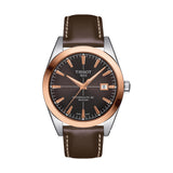 Gentleman Powermatic 80 Silicium Solid 18K Gold bezel 40mm - Brown on Leather Strap
