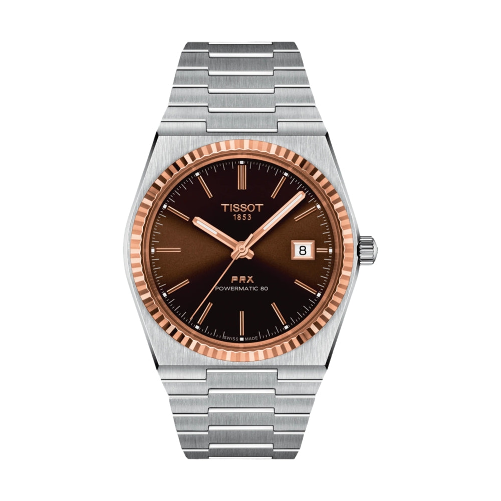 PRX Powermatic 80 Steel & 18K Gold 40mm - Brown-Black on Bracelet