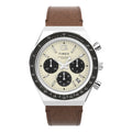 Q Timex Chronograph 40mm - Cream on Leather Strap