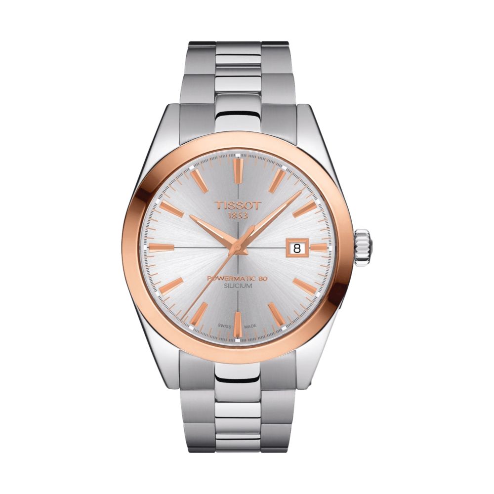 Gentleman Powermatic 80 Silicium Solid 18K Gold bezel 40mm - Silver on Bracelet