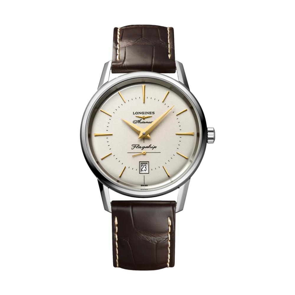 Flagship Heritage 38.5mm - Silver on Leather Strap