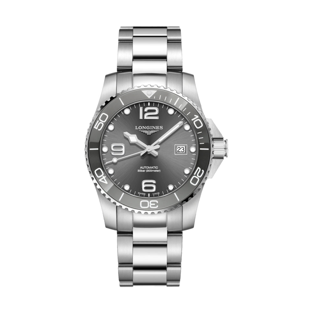HydroConquest 41mm - Sunray Grey on Bracelet