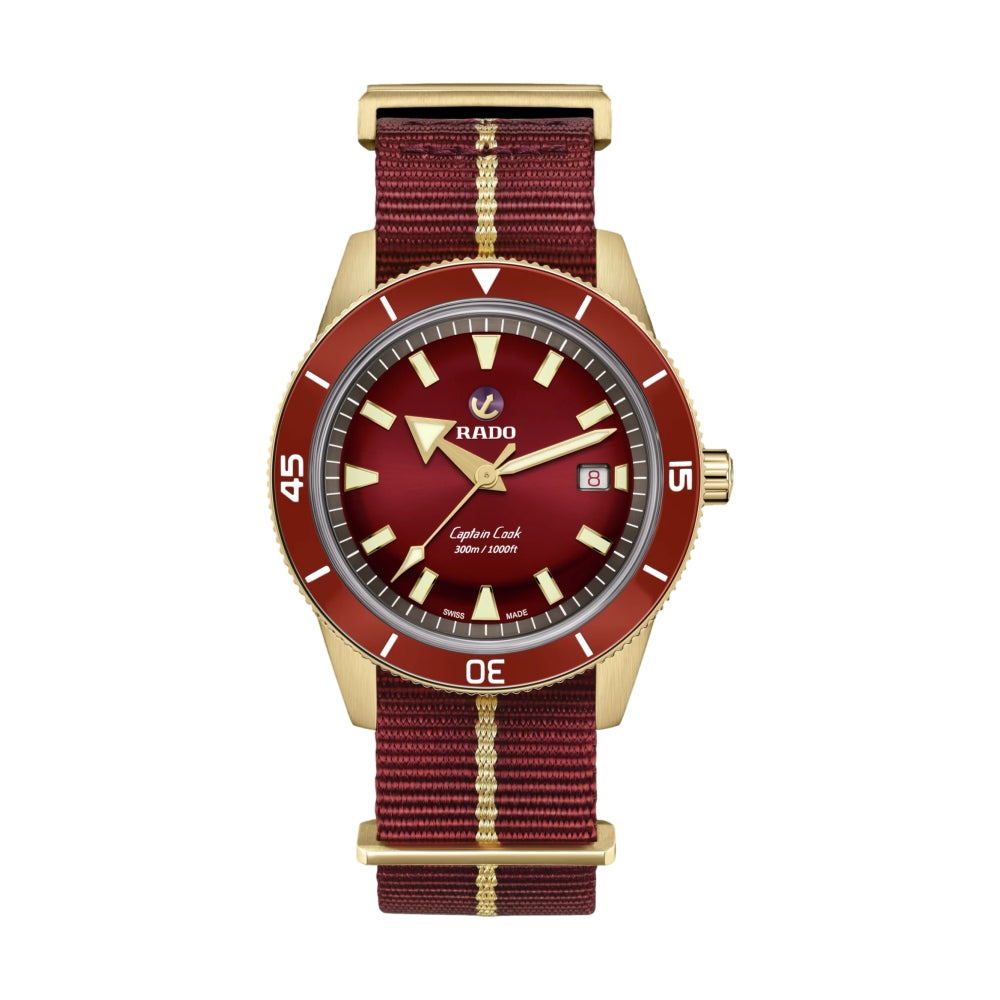 Captain Cook Automatic Bronze 42mm - Red on Fabric Strap